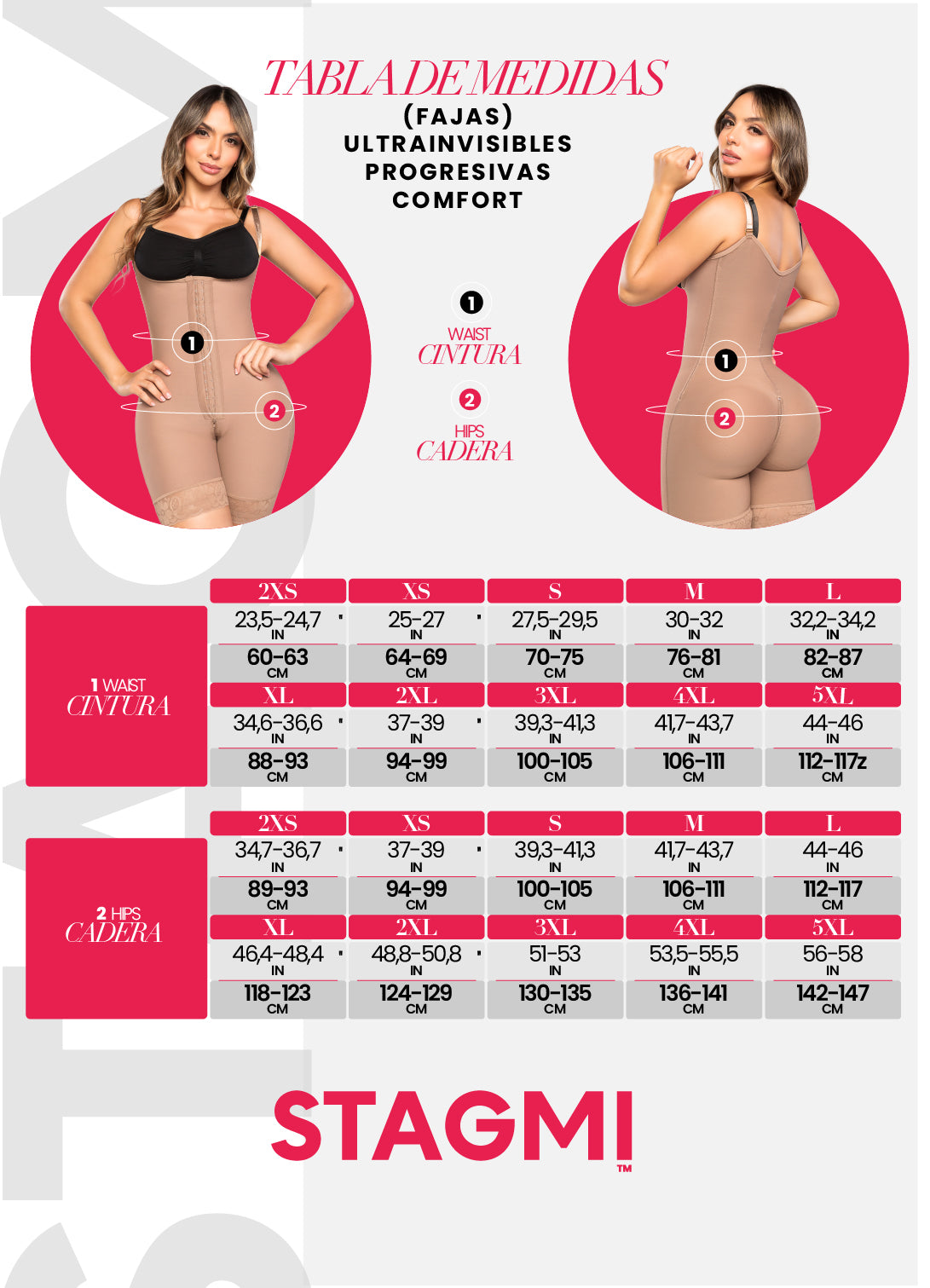 - Faja SMI7167 corta con efecto lifting y encaje siliconado
- Vista frontal con tres niveles de abrochadura
- Diseño posterior invisible con panty de regalo incluido