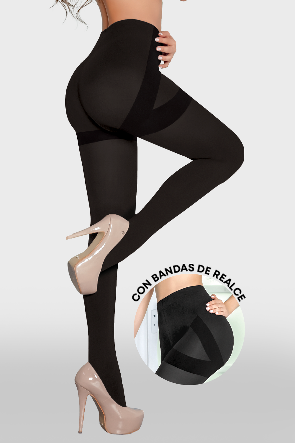 - Panty media negra SMI04013 efecto lifting extra
- Vista frontal pantymedia negro mate elegante
- Detalle pantimedias segunda piel compresión
