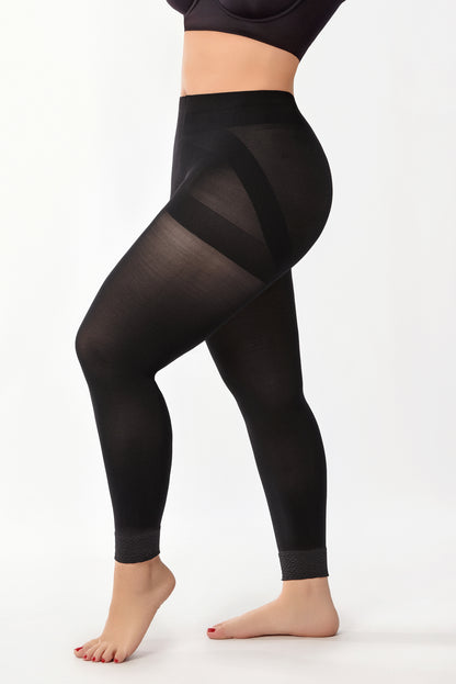 - Panty media negra SMI04015 elegante segunda piel
- Vista frontal pantymedia negra traslúcida
- Detalle panty media efecto lifting extra 